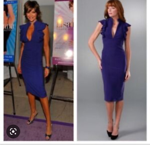 Black Halo Keyhole ruffle sleeve dress - Picture 3 of 7